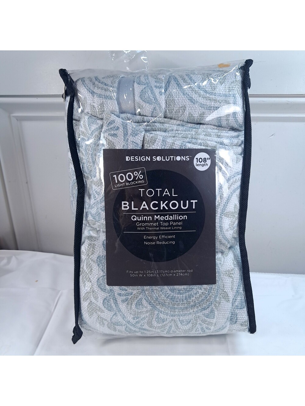 Design Solutions Quinn Medallion Curtain Single Panel 50x108” Total Blackout